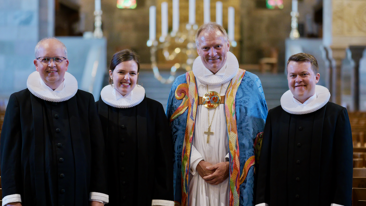  Kurt Kleon Jeppesen, Cordelia Magdalene Harbo Johnston, biskop Henrik Stubkjær og Jonathan Byskov Jensen